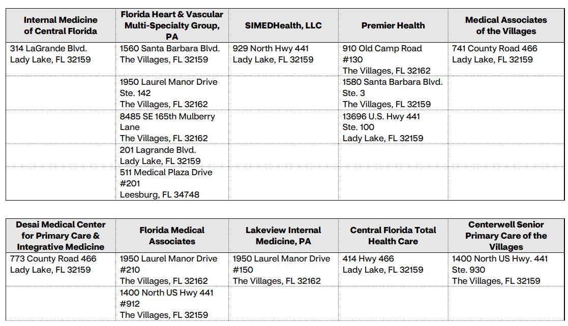 AETNA compatible medical provider in The Villages List of AETNA Providers in The Villages Florida